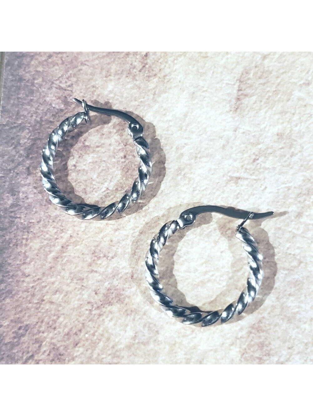 Minimalist Silver Surgical Stainless Steel Round Twisted 20mm Hoop Earrings